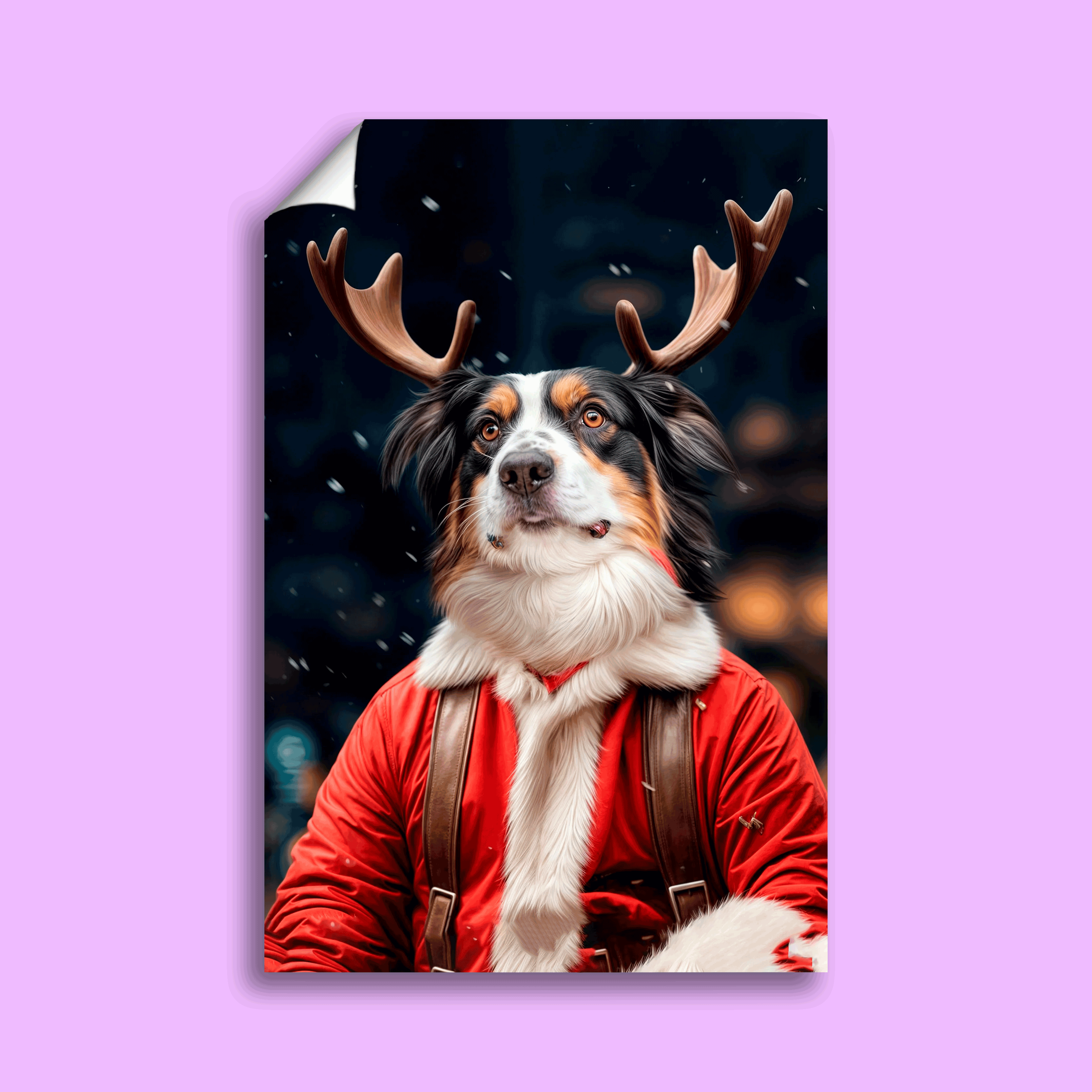 Reindeer Christmas Pet Portrait